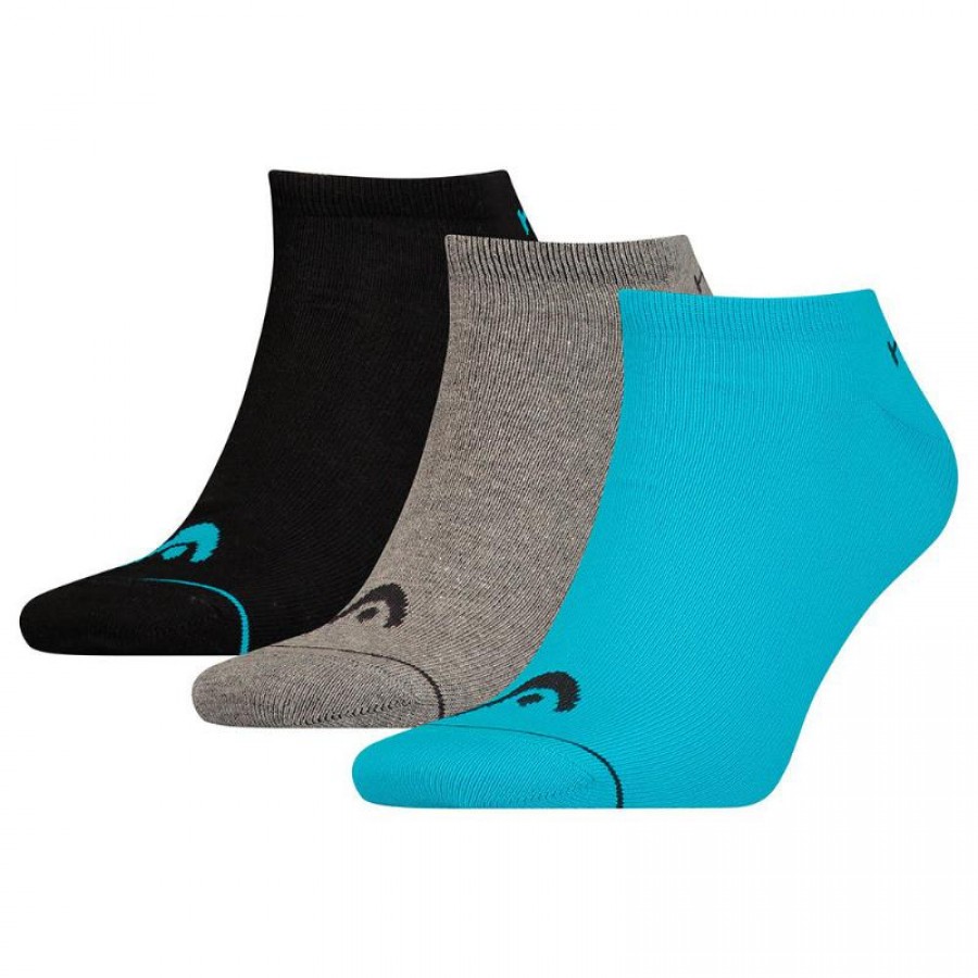 Head Sneaker Chaussettes Bleu Gris Noir 3 Paires