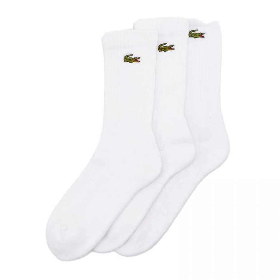 Chaussettes Lacoste Sport High Cut Blanc 3 Paires