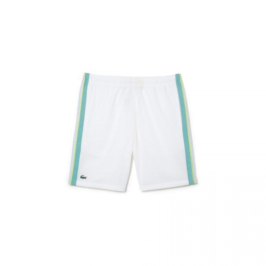 Short Lacoste Poliester Reciclado Blanco Verde